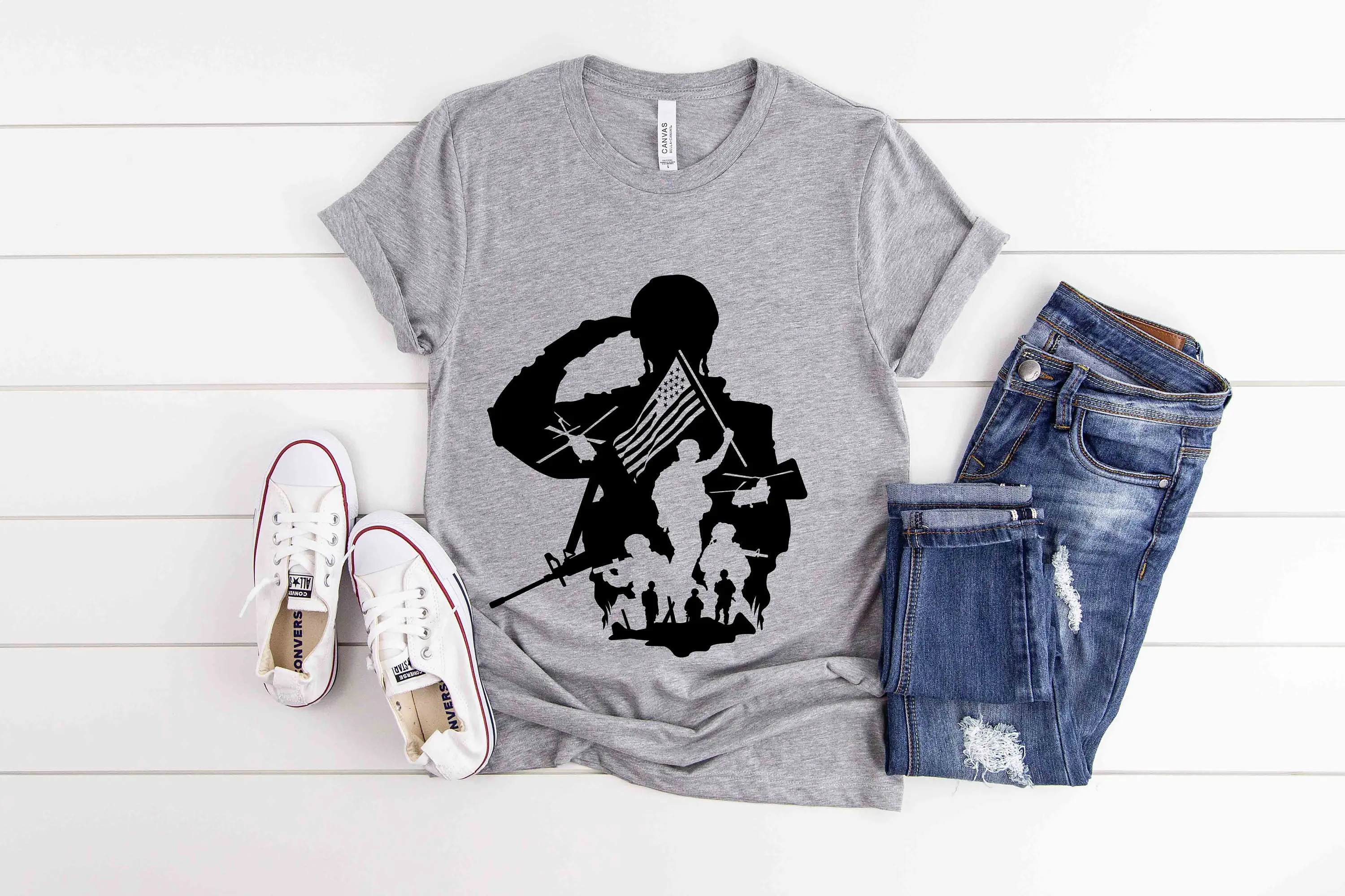 Patriotic Soldier Silhouette Memorial Day T-Shirt
