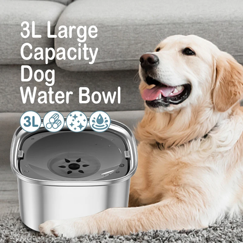 3LLargeCapacityAntisplashDogWaterFoodBowlStainlessSteel