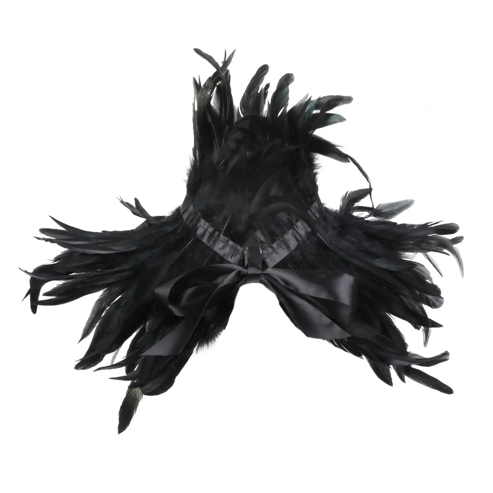 

Feather Shrug Shawl Props Gothic Witch Costume Accessories Dress up Decoration Halloween Party Scarf Feather Cape Poncho Capelet