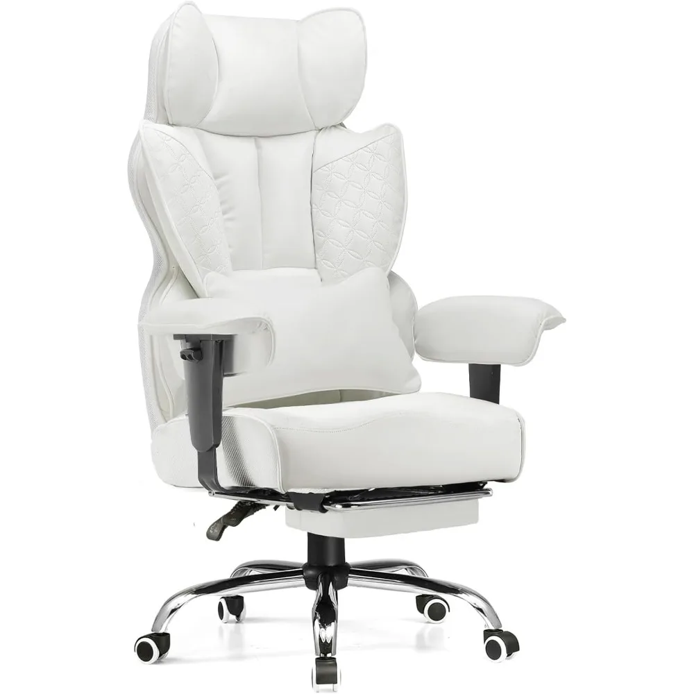 Big and Tall Gaming Chair 400lbs Heavy Duty Office Chair with Foot Rest & Ergonomic Pocket Spring Lumbar Support, High Back 3D 1