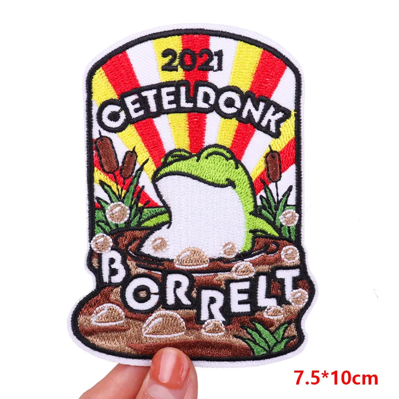 Oeteldonk Embroidered DIY Frog Carnival Iron-On Patch