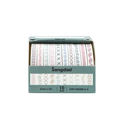 Vibrant Rainbow Slim Washi Tape Set - Decorative Scrapbooking and Journaling Essentials (10 Rolls) (5)