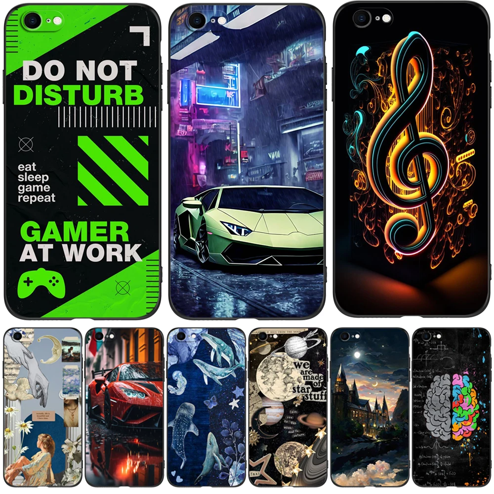 Per Iphone 5 S 5 S Se 2016 4.0 "Custodia Per Telefono Su Apple Iphone 6 S 6 S Plus Funda Bumper Custodia In Tpu Nero Car Cat Game