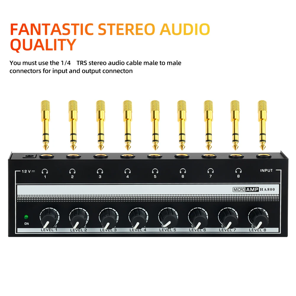 8 Channels Headphone Amplifier Mini Amplifier with Stereo/Mono Switch Profession