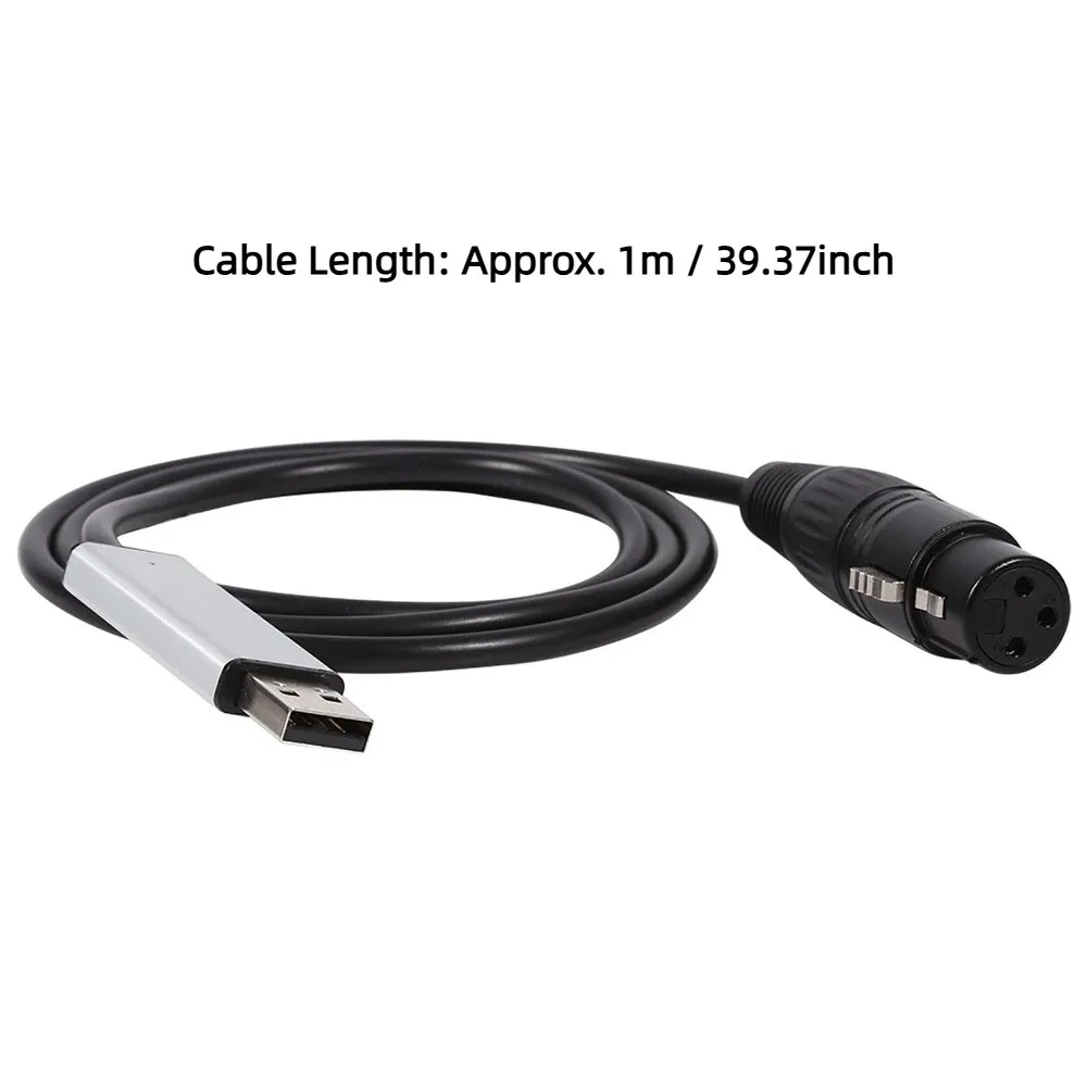 내구성이 뛰어난 미니 USB-DMX 인터페이스 블랙 1m / 39.37인치 DMX512 컨트롤러 무대 조명 컨트롤러 PC 제어