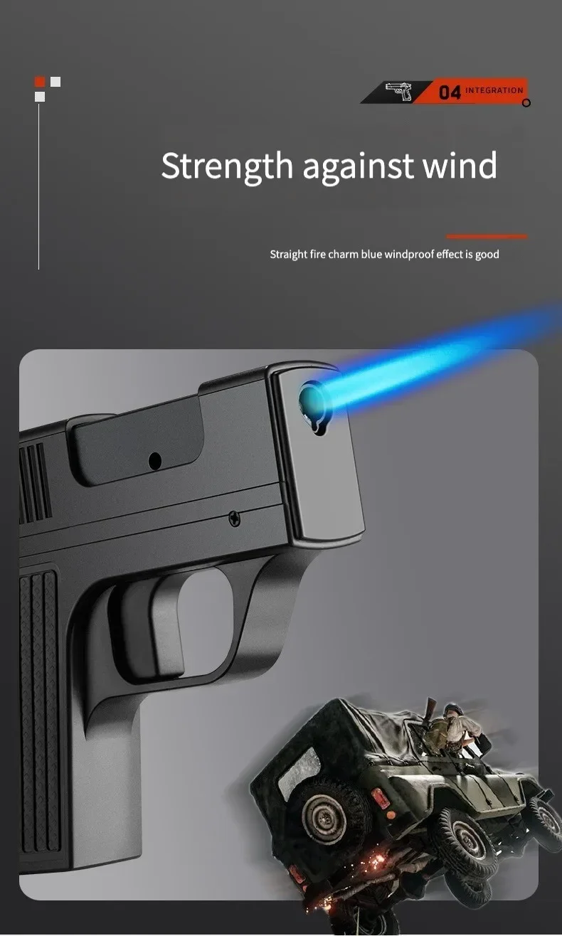 2025 New Clip Gun Type Butane Gas Lighter Three Capacity Cigarette Holder Windproof Jet Blue Flame Portable Lighters Men's Gifts