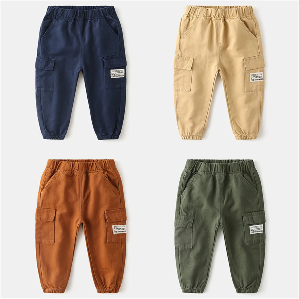

Boys Cargo Pants Spring Autumn Fashion Solid Pockets Boys Trousers Casual Kids Sport Pants Teenage Children Clothes For 3-11Year