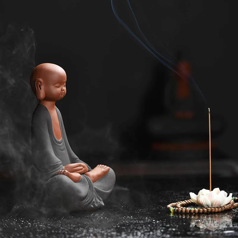 Chinese Style Household Purple Sand Small Monk Decoration, Living Room Decoration, Zen Buddhism, Buddha Figure Decoration