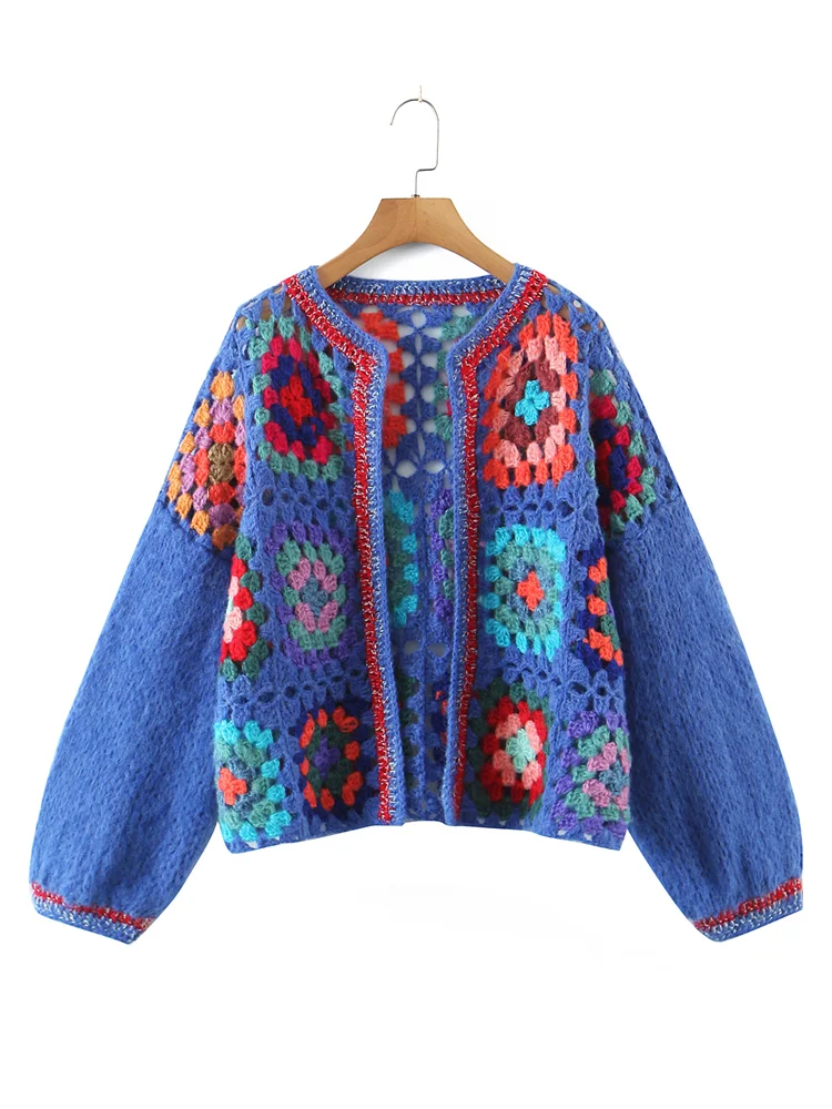 Luxalzxs Short Cardigans For Women Plus Size 3/4 Sleeve Floral Lace Crochet Cardigan Casual Open Front Boho Cover Up Bolero Shrug