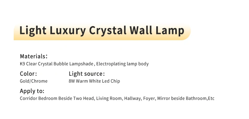 Light Luxury Golden Crystal Wall Lamp Gold Wall Sconce Led Wall Lights Design Chrome Wall Lamps Living Room Bedroom Corridor wall night light