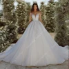 Beautiful V-Neck Women Wedding Dresses Long Sleeves A-Line Princess Bridal Gowns Gorgeous Beach Ball Vestido De Novia Customized 4