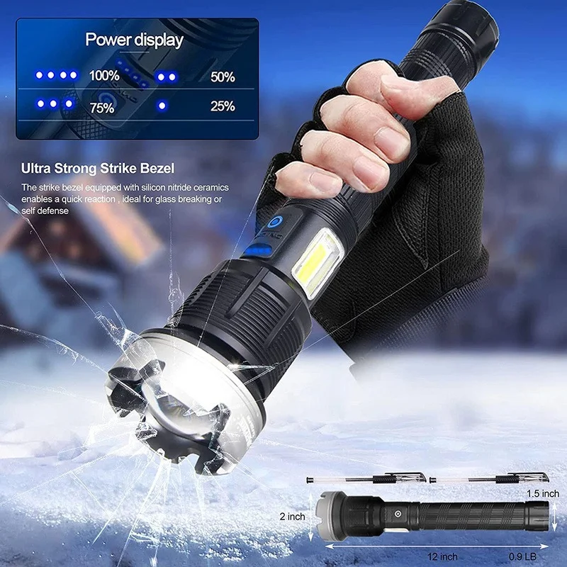 5000000 Lumens XHP360-36core Flashlight Most Powerful 10400mah USB Rechargeable Zoom Lantern for Camping Hiking Hunting Fishing