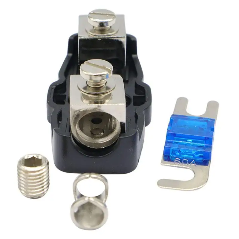 Car Audio Power 100A Fuse Holder Automotive Zinc Alloy 60A Fuse Box Universal Spare Parts Repair Replacement Accessories