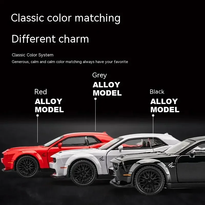 Dodge Challenger Hellcat Toy Car for 1: 32 Scale Die Cast Metel Cars Toy Pull Back Hellcat Model Cars with Sound and Light Hellc 4
