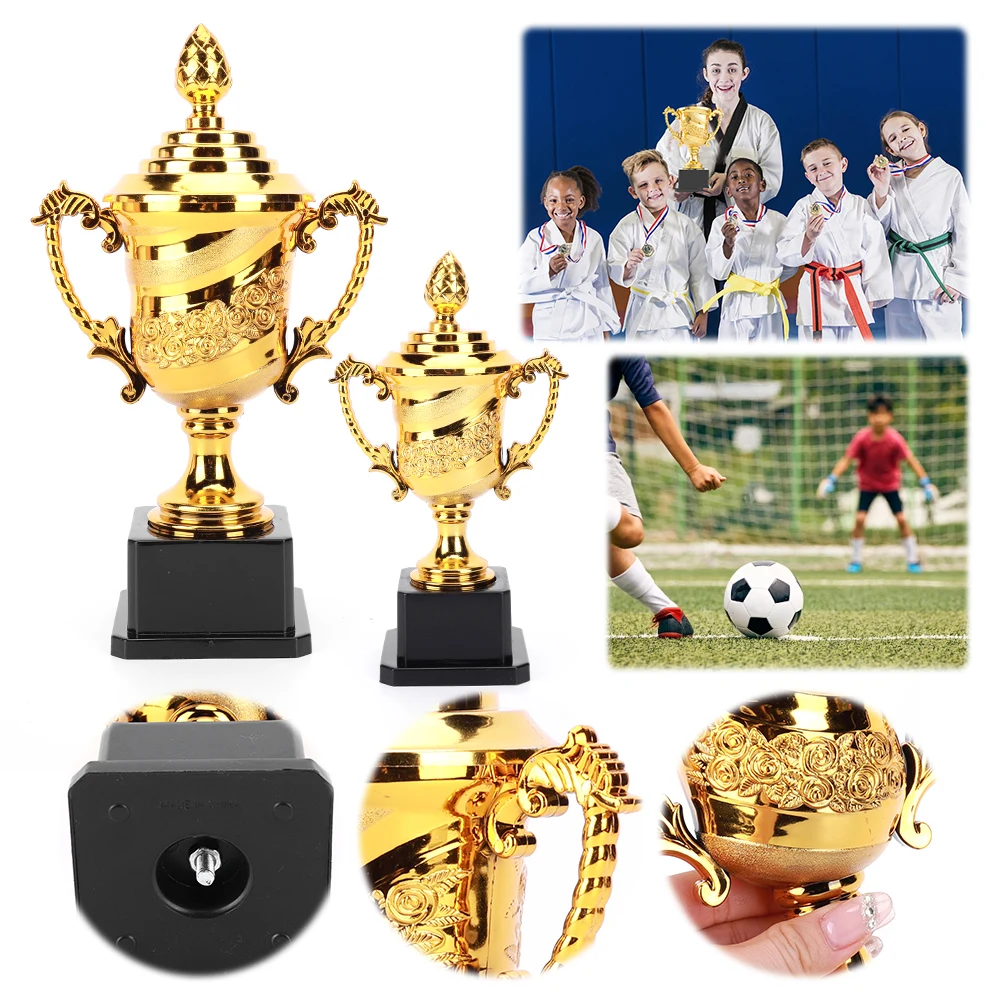 Gold Plastic Reward Trophy Cup Soccer Medals Prize Cup Early Educational Toys Basketball Football Winners Gifts for Game School 2