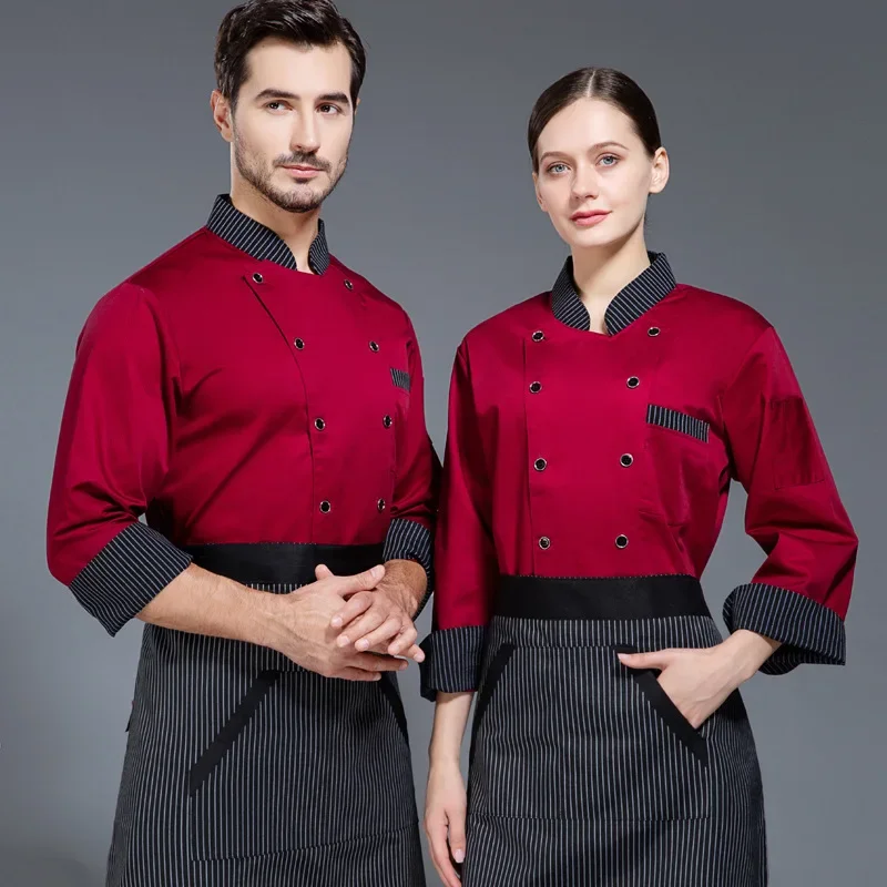

Overalls Men's Long Sleeve Autumn and Winter Dining Restaurant Rear Kitchen Clothes Cake Shop Baker Chef Uniform