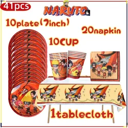 Ultimate Naruto Birthday Party Supplies Set - Ninja Tableware Kit with Paper Cups, Plates, and Tablecloth, Perfect (SetA - 41pcs - 1)