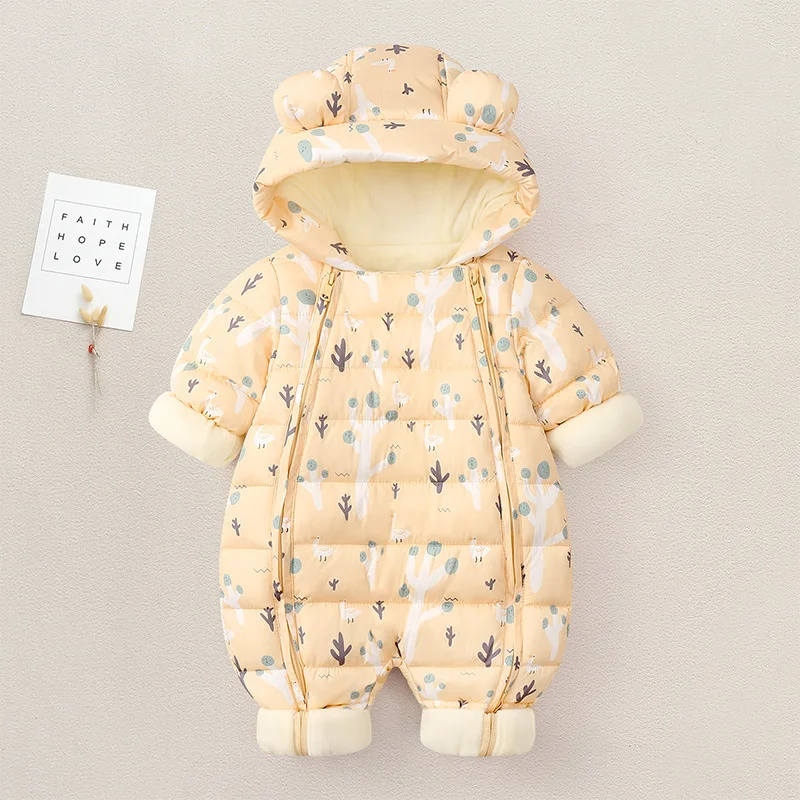 Baby clothes Winter Snowsuit Plus Velvet Thick Baby Boys Jumpsuit 0-2 Years Newborn Romper Girls Overalls Toddler Coat