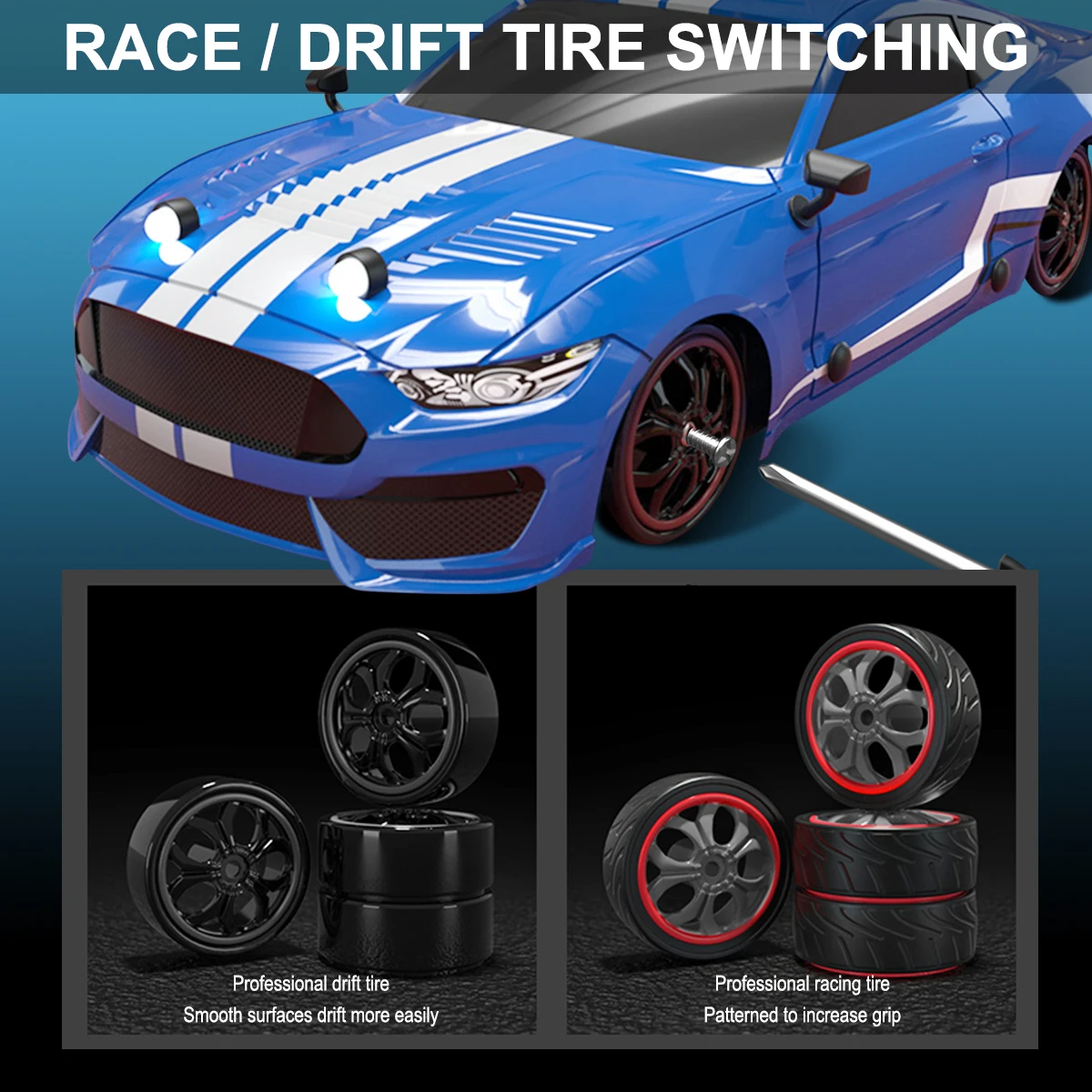 Voiture télécommandée GTR Bleu 1/16