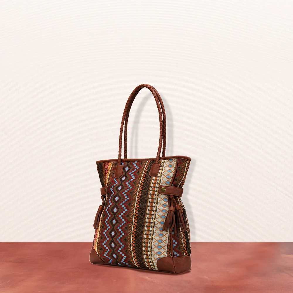 WR 2022 Vintage Women's Shoulder Bags Brand Design Handbags Large Capacity Bohemian Style Tote Purses Leather Luxury Tassel Bag