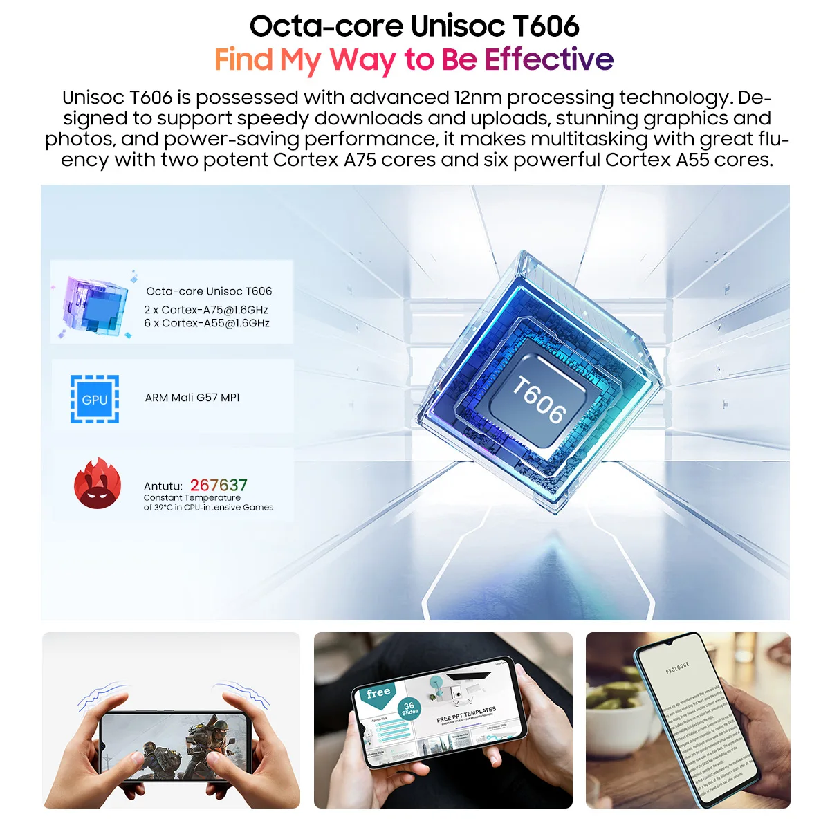 OSCAL TIGER 10 Smartphone, 6.56" HD + Display, 6(3+3)GB RAM 128GB ROM, Octa-Core T606, 50MP Rear Camera, 5180mAh, Android 14