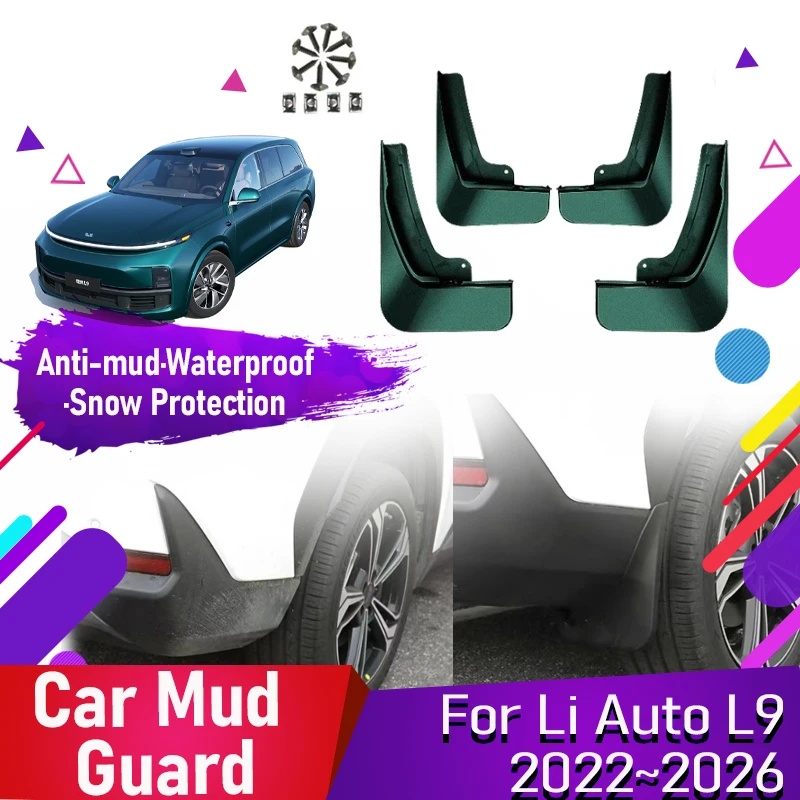 

4PCS For Li Auto L9 Lixiang L9 2022 22023 2024 2025 2026 Car Mud Guards ABS Front Rear Wheel Mudguards Fender Flares Accessories