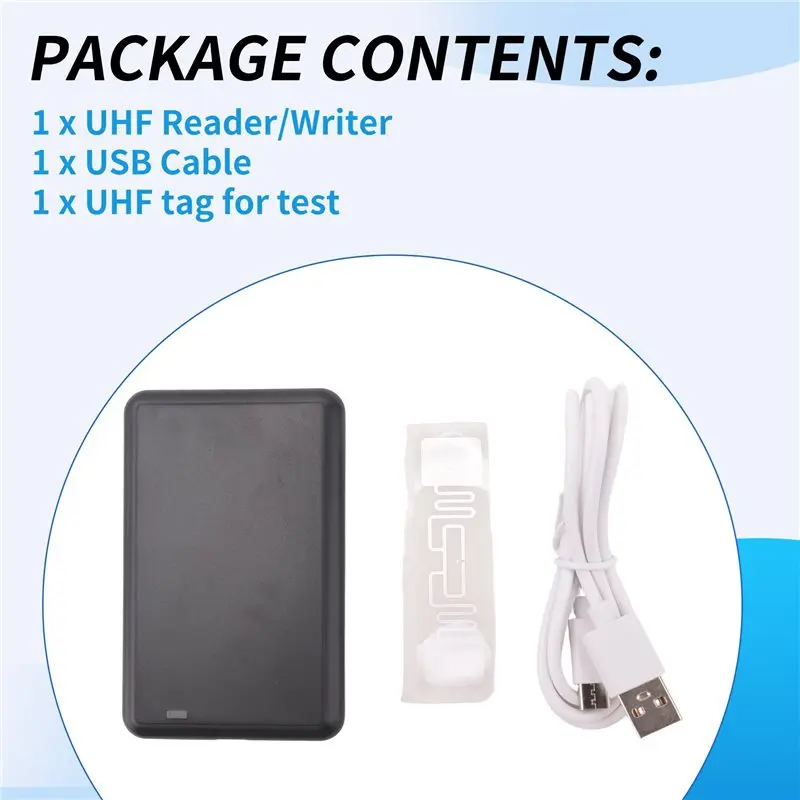 B24B USB UHF 태그 리더 ISO18000-6C 6B 860-960Mhz 리드/라이터 HID-USB 가상 COM 출력 조정 가능