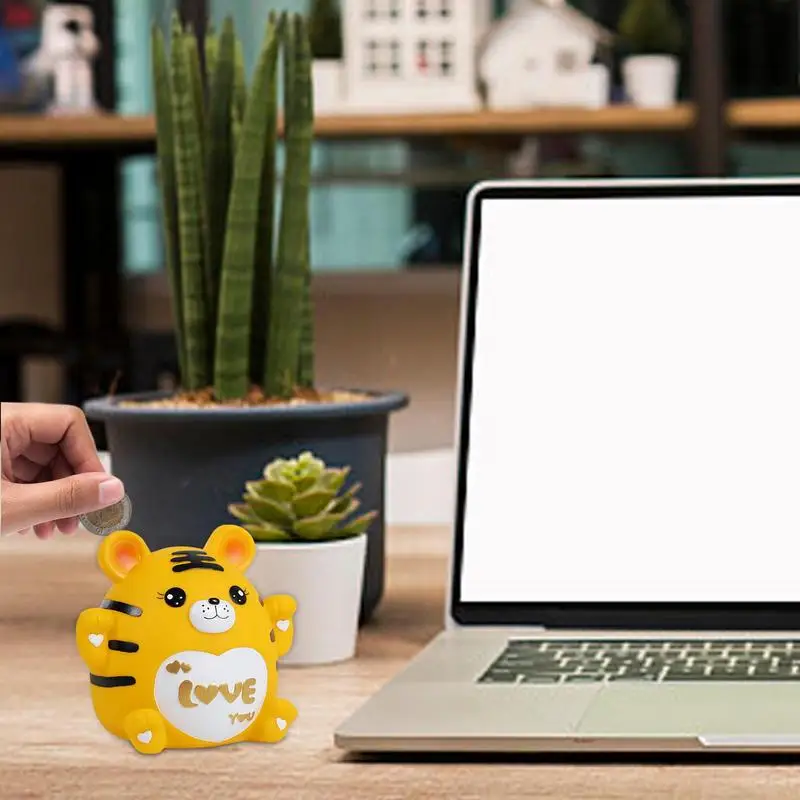 Kids Banks For Real Money Drop-proof Cute PVC Tiger Money Bank Large Capacity Toddler Financial Management Toy Cartoon Animal
