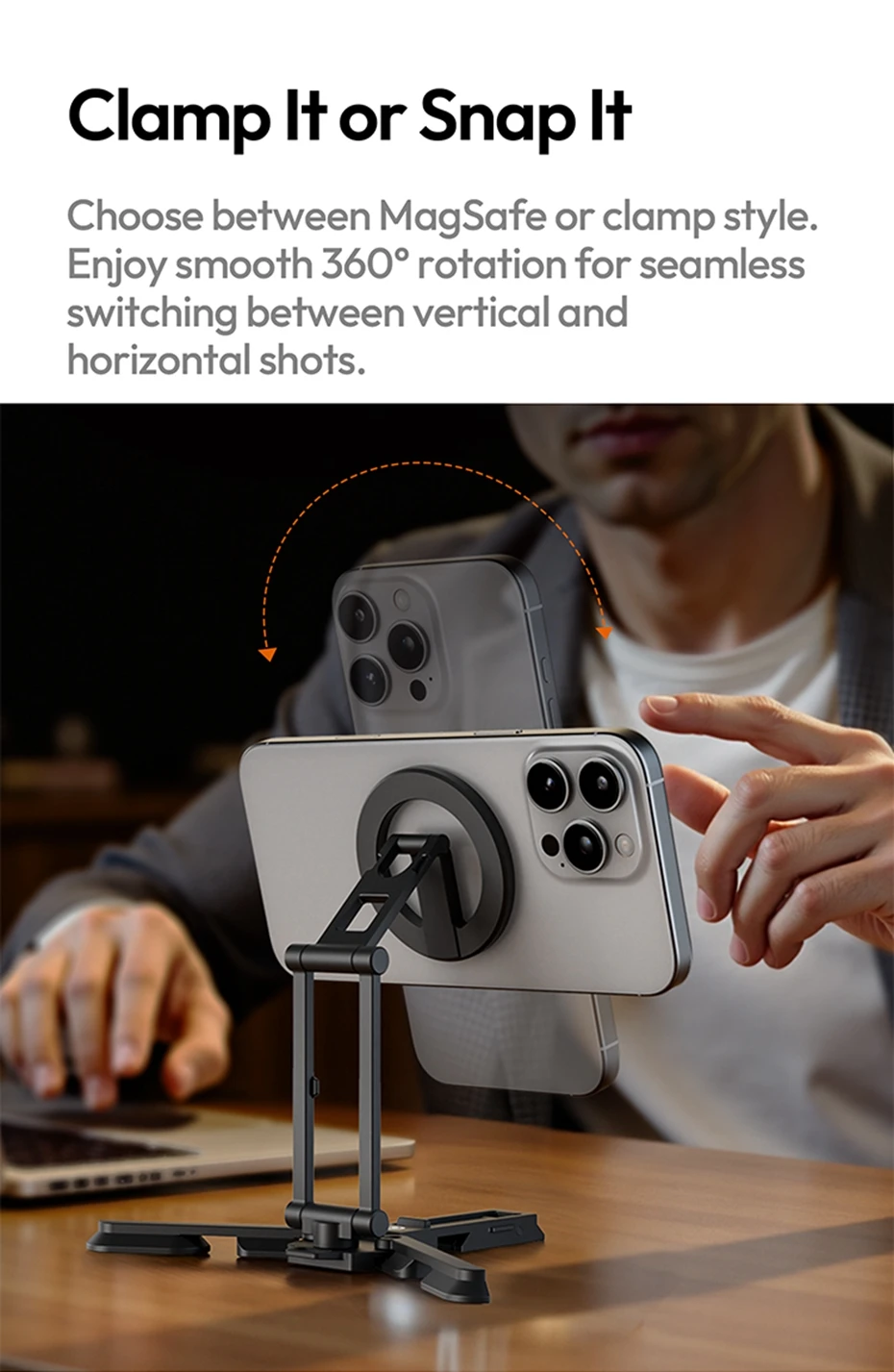 Foldable Phone Stand with Magnetic Ring / Phone Clip Mount Tripod Selfie Mantis