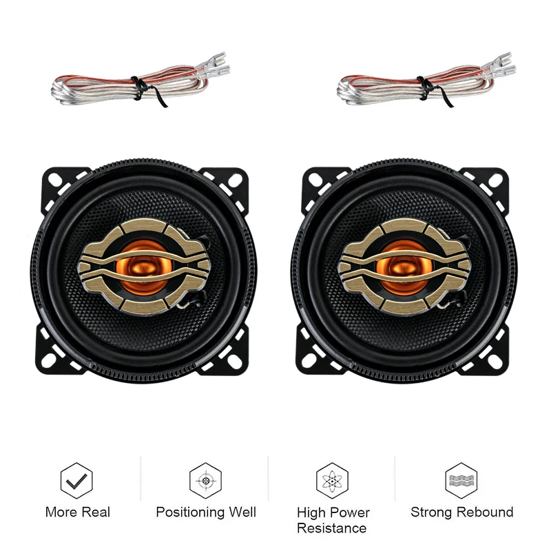 2PCS 4inch Car Coaxial Speaker Max 400W Black Audio Automotive Music Speaker Stereo Sound Car Electronic Accessories