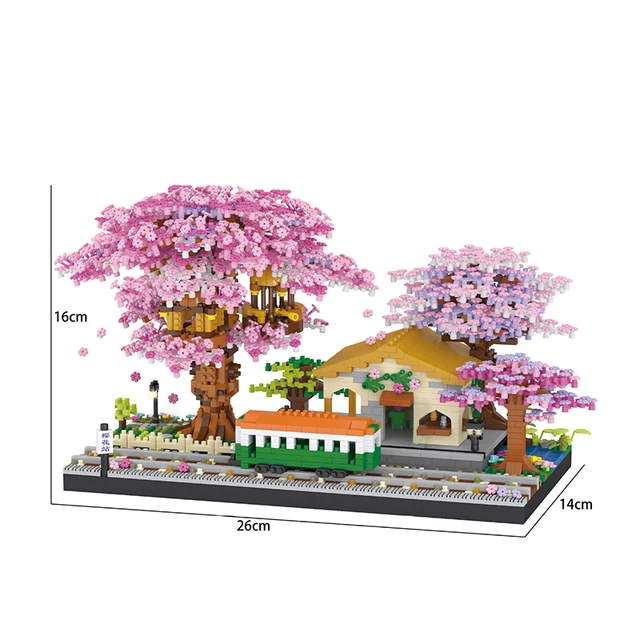 Mini Sakura Tree Building Blocks Set Diy Cherry Blossom Bricks with Light Treehouse Model Ornament Romantic Gift for Girlfriend - Image 6