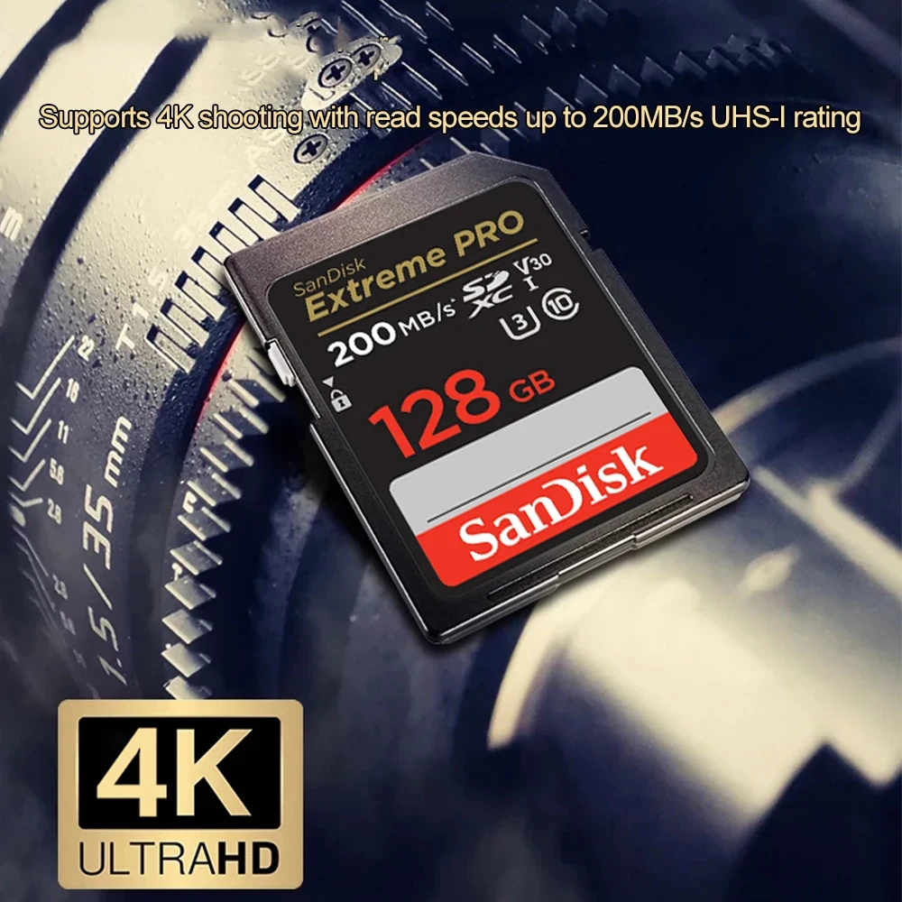 SanDisk 익스트림 프로 메모리 카드, SD 카드, DSLR 카메라용 4K 플래시 카드, 32GB, 64GB, 128GB, 256GB, 512GB, 1TB SDHC, SDXC Class10, V30, U3