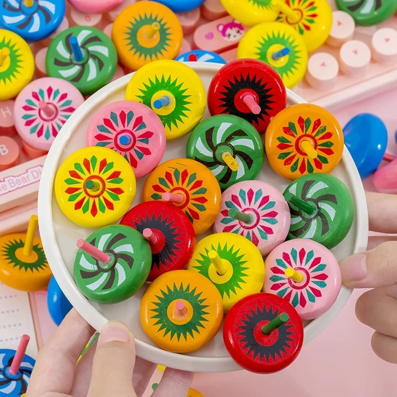 10-30Pcs Fun Wooden Spinning Tops for Children’s Party Gifts, Birthday Carnival Gift Souvenirs, Back-to-school Classroom Rewards - 2