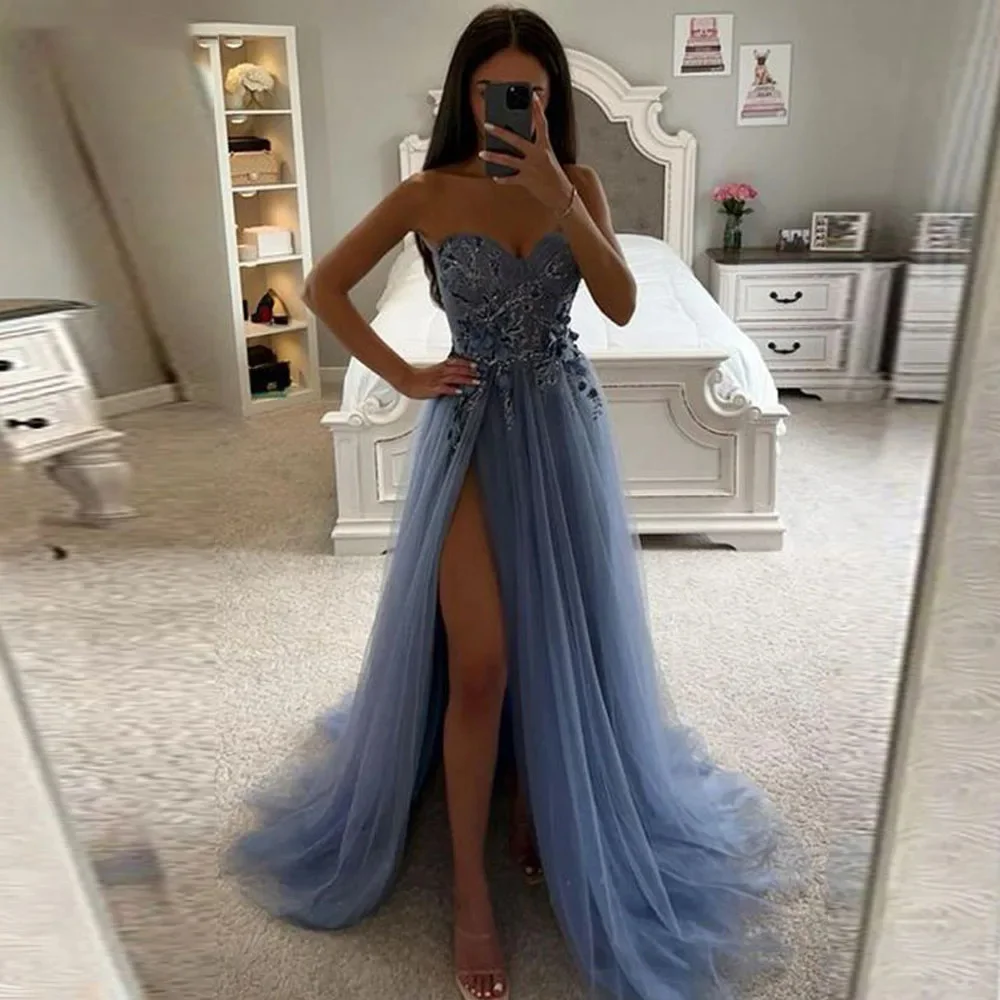 

Lily Side Split Formal Dresses Appliques Sweetheart Party Dresses For Wedding Sleeveless Special Occasion Dresses robe soirée