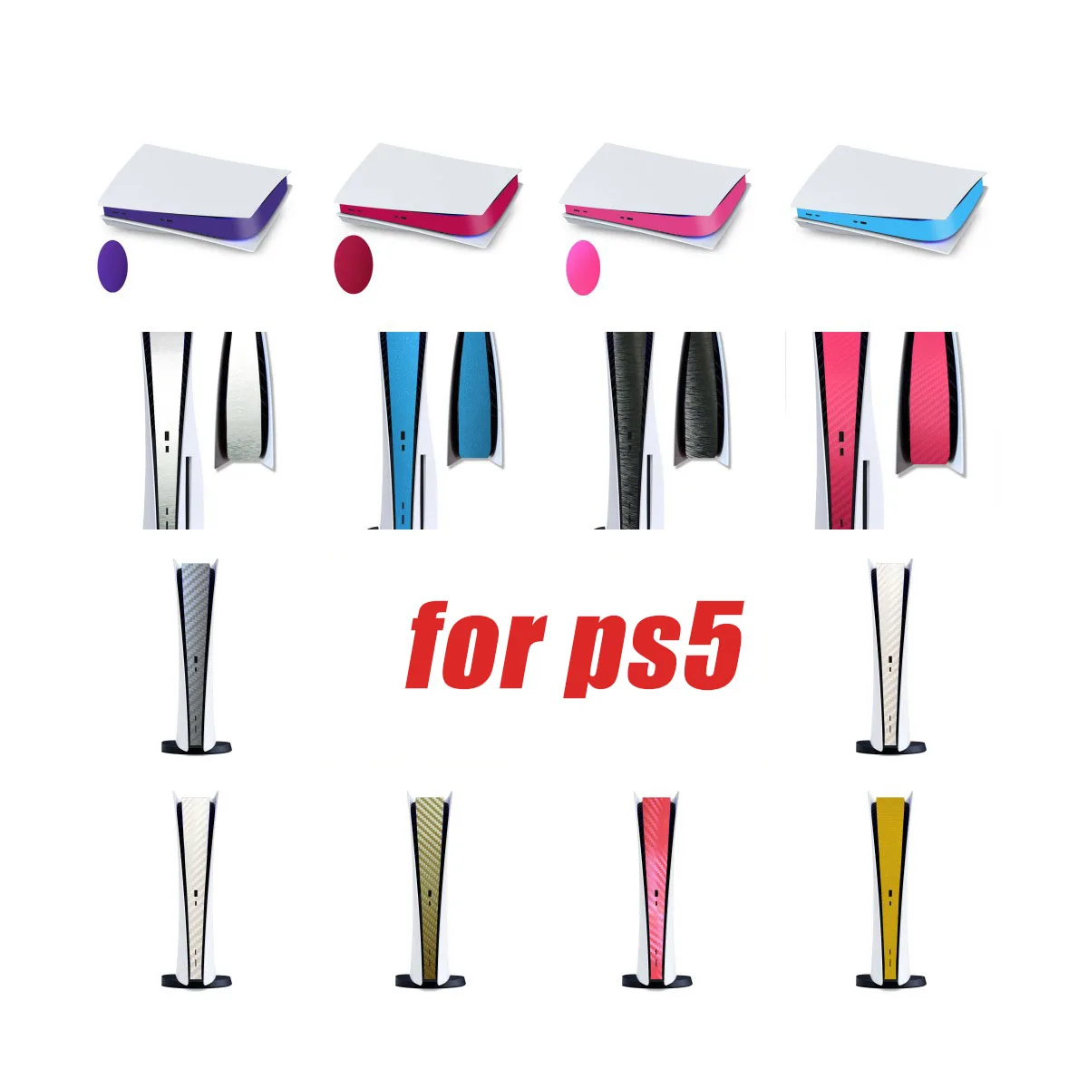 

10 шт. для цифровой версии PS5, наклейка для консоли, наклейка для консоли, защитная пленка, наклейка, центральные переводки