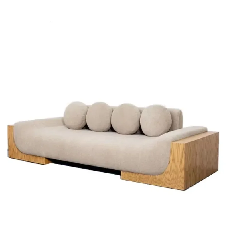 Nordic design Modern Solid Wood Sofa Set White Boucle Wabi Sabi Furniture INS Style Home Living Room