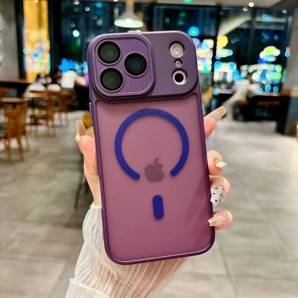 Matte Transparent Shockproof Magnetic Phone Case with Lens Protection