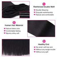 Clip dans les Extensions de cheveux cheveux humains naturel droit sans couture Clip ons Extensions de cheveux pince Invisible ins cheveux pour les femmes Clip ins 3