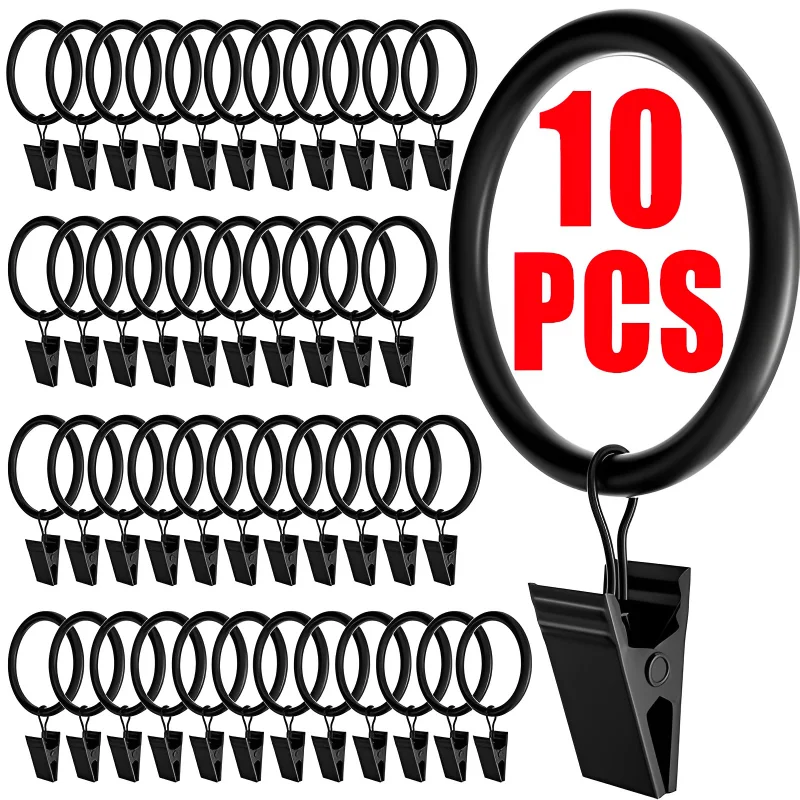 10pcs Curtain Rings Clips Metal Decorative Rustproof Drapery Window Curtain Hanging Ring Hook Hanging Clothes Clip Hanger metal curtain buckle creativity buckle strap clip window drapery holdback living room curtain decoration accessories