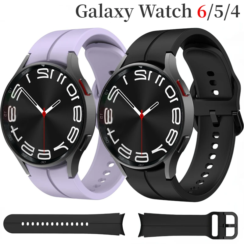 

20mm No Gap Silicone Strap for Samsung Galaxy Watch 5 Pro 45mm 6/5/4 44mm 40mm Bracelet Watch 6/4 Classic 47mm 43mm 46mm 42mm