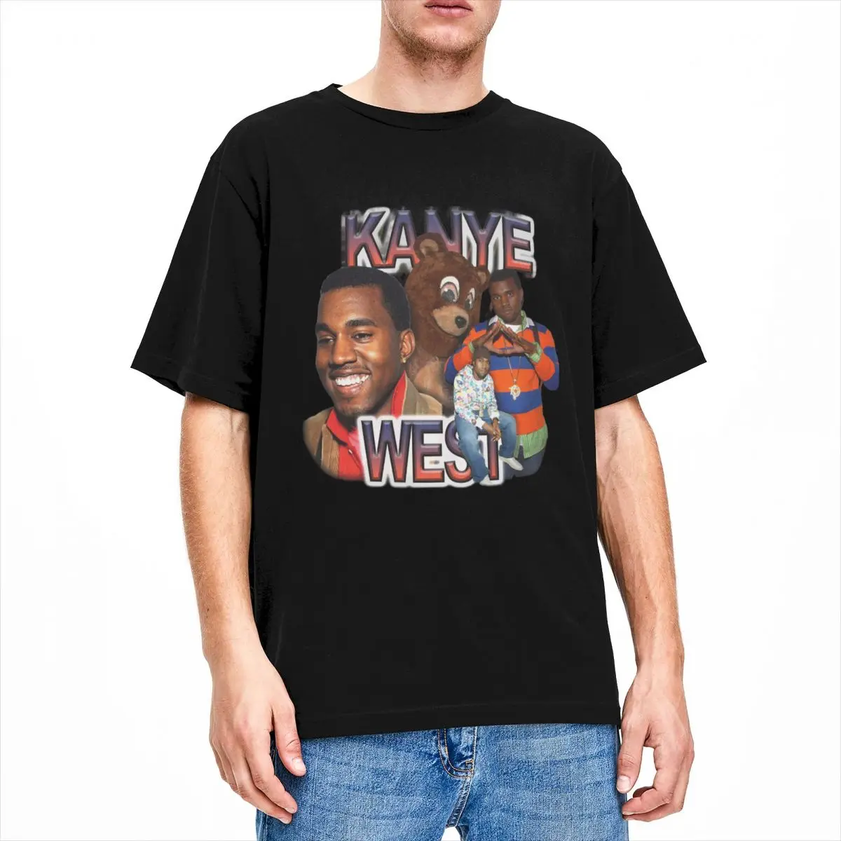 

Мужские и женские футболки Kanye West RAP с голенищем, модная одежда, футболки из чистого хлопка, топ, футболка, летняя одежда