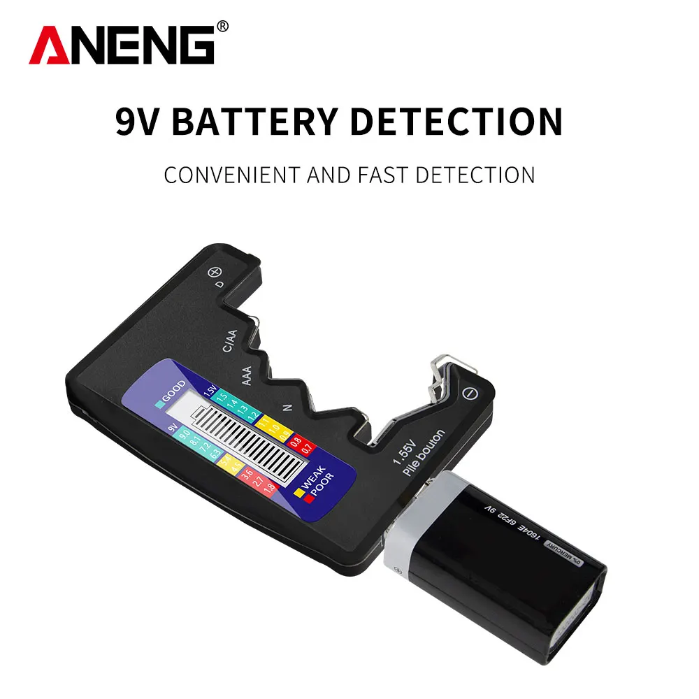 ANENG LCD Display C  AA AAA D N 9V 1.55V Universal Button Cell Battery Tester Volt Capacity Check Detector Capacitance Tool 4