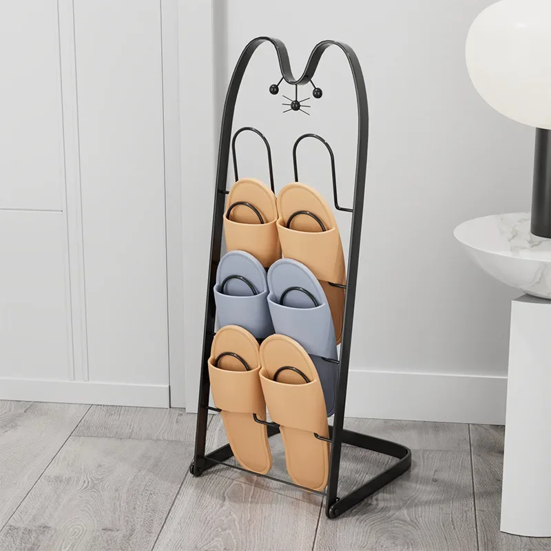 

4 Layers Light Luxury Perforation-Free Iron Multifunctional Storage Rack Living Room Shoe Rack Bathroom Towel Slipper Rack