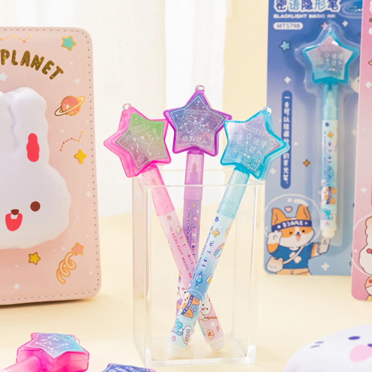 3pcs/Set Star Image Magic Invisible Light Illumination Marker Creative Color Hand Pen Cartoon Creative Fluorescent Pen for Gift