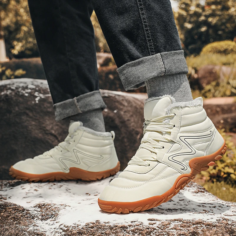 New Winter Boots For Men Snow BareFoot Outdoor Non-slip Warm Fur Casual Sneakers Plus Size Lightweight Ankle Boots Hiking Shoes