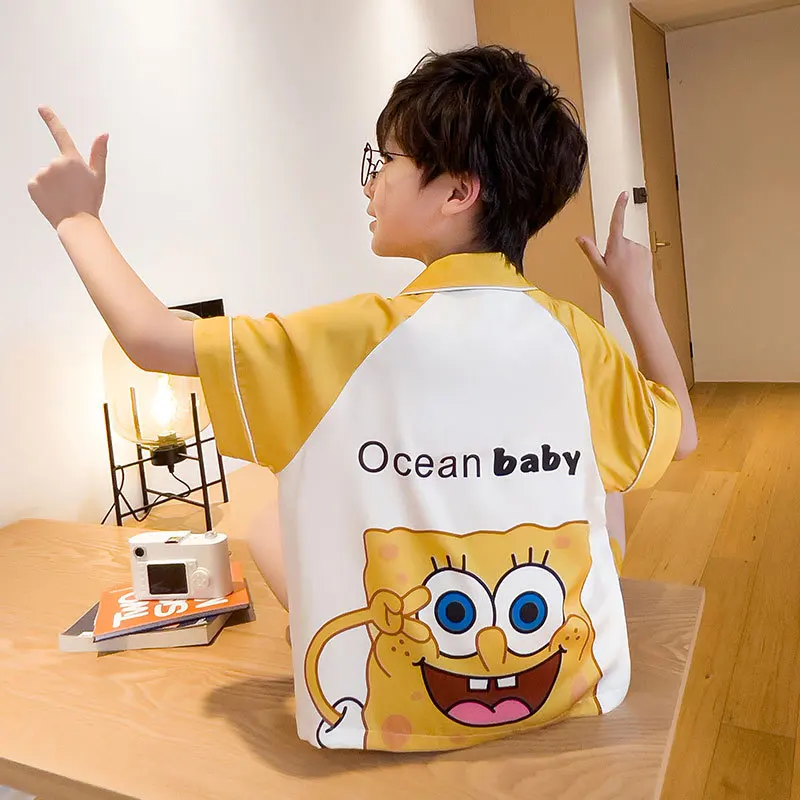 

Spongebob Squarepants Cartoon Children's Cotton Pajamas Summer Pikachu Cute Short Sleeve Christmas Birthday Creative Gift