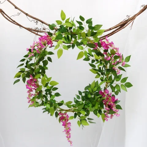 

Artificial Flower Vine Ivy Leaf Garland Fake Plant 7ft 2M Wisteria Outdoor Home Garden Trailing Wreath Wedding Arch Decoration