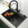 matte black kitchen sink above counter or udermount vegetable washing basin sinks dark grey stainless steel seamless welding pia 1