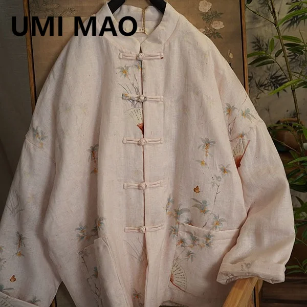 

Хлопковые куртки UMI MAO в стиле ретро, новая зимняя куртка, плотное пальто из хлопка с рисунком рами и воротником-стойкой и застежкой на пуговицах в китайском стиле