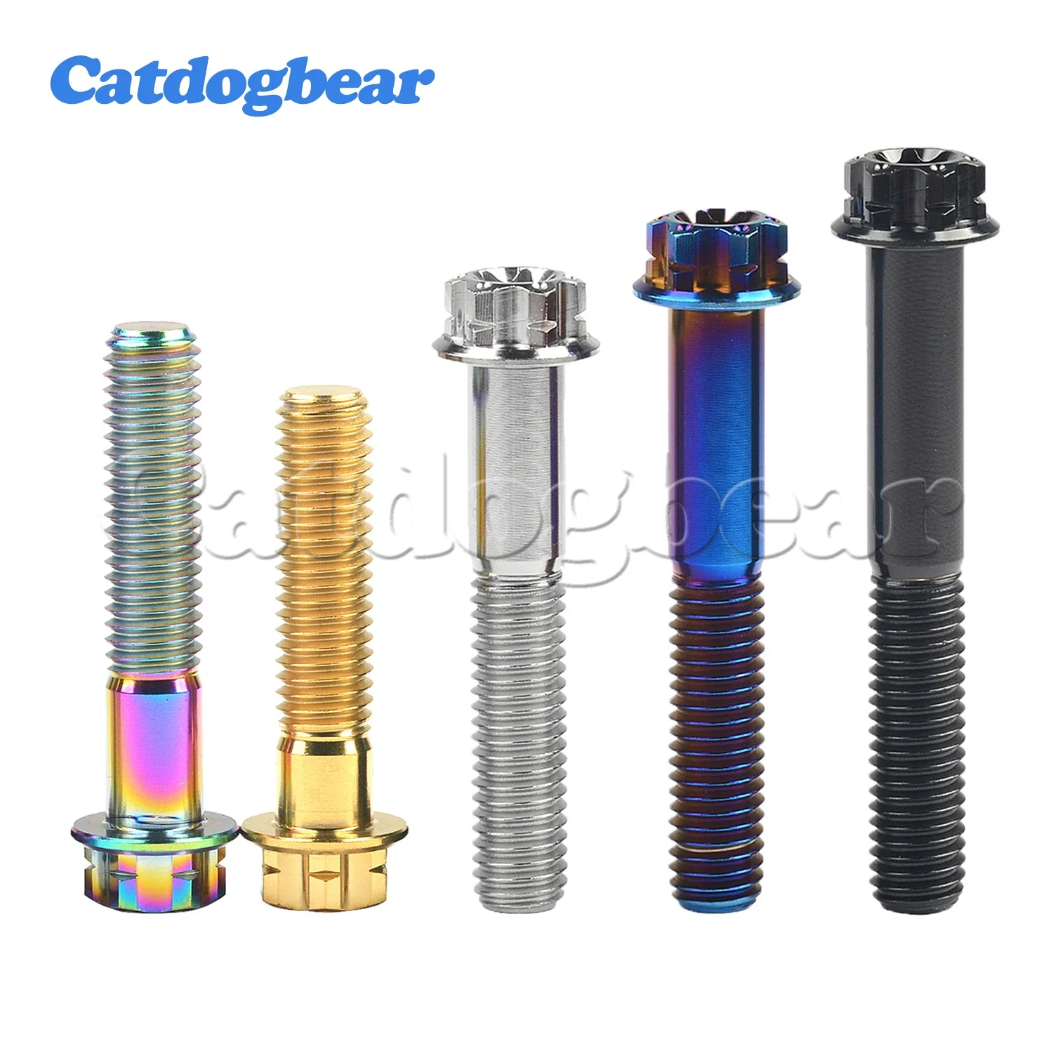 Catdogbear 4PCS 티타늄 볼트 M8X20 25 30 35 40 45 50 55mm Torx 플랜지 모터 자전거 디스크 브레이크